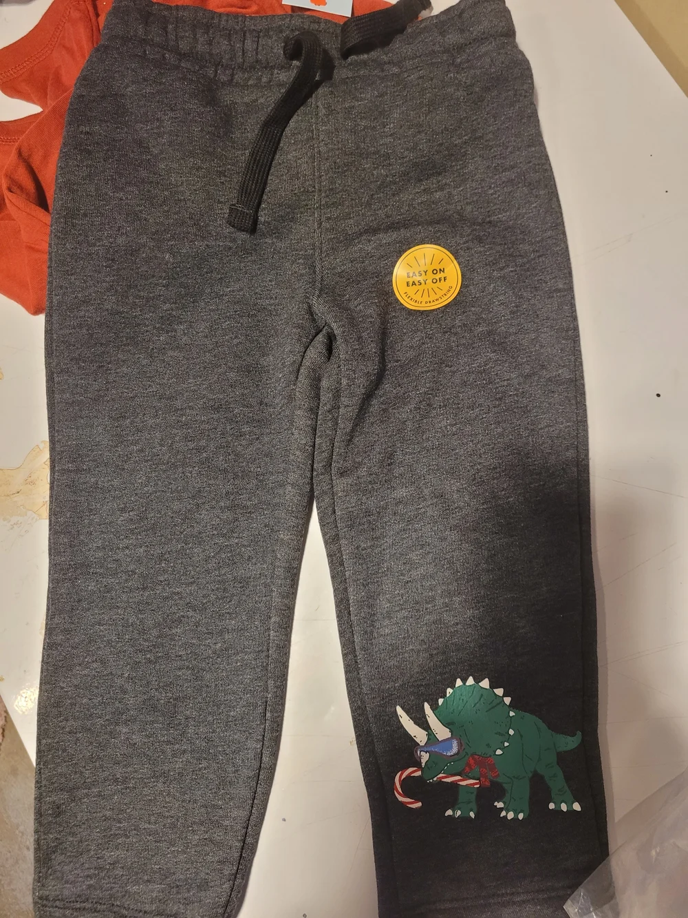 Cat & Jack Red Long Sleeve Top with Green Dinosaur Snowboard Graphic